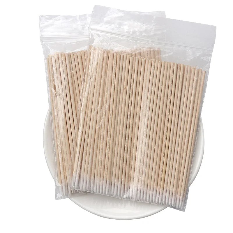 10CM Ultra-small Cotton Swab 100pcs Lint Free Micro Brushes Wood Cotton Buds Swabs Eyelash Extension Glue Removing Tools
