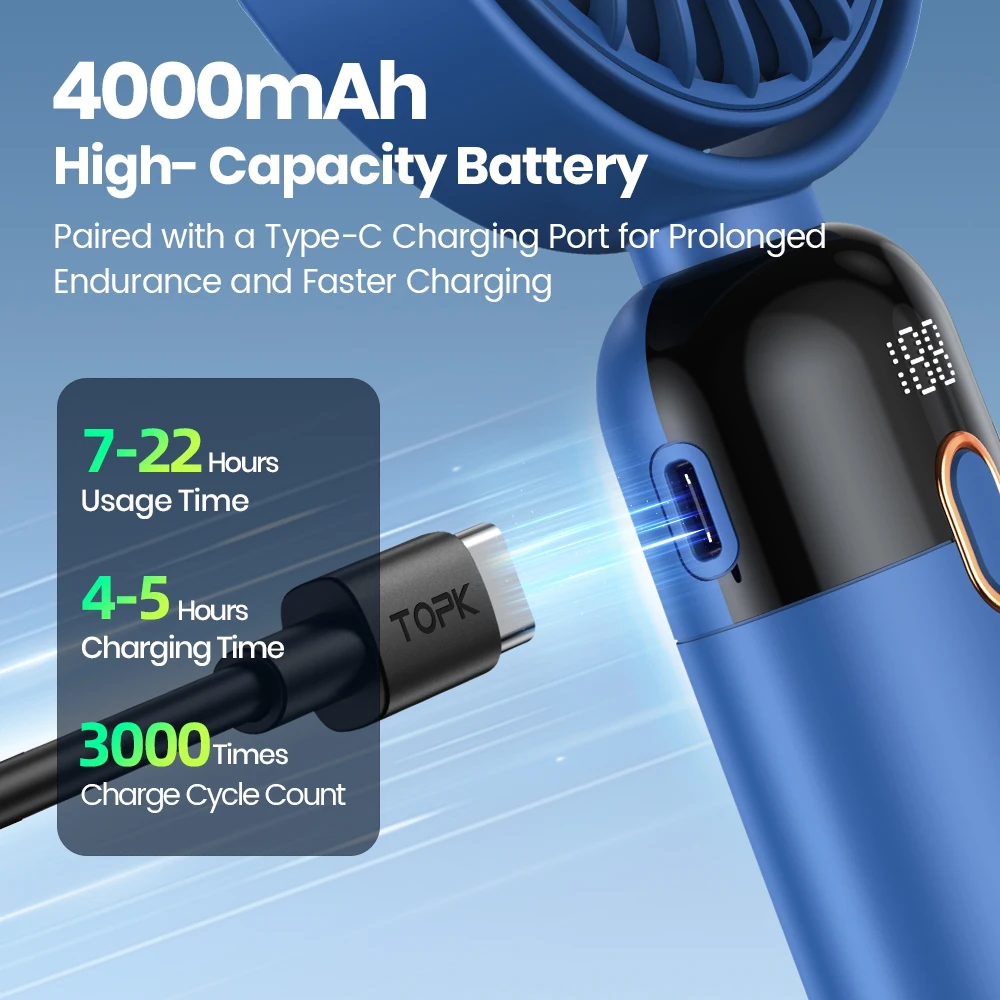 OEM K70 2024 New Design 2400mAh Handheld Small USB Mini Fan Mute Large Wind Portable Halter Fan