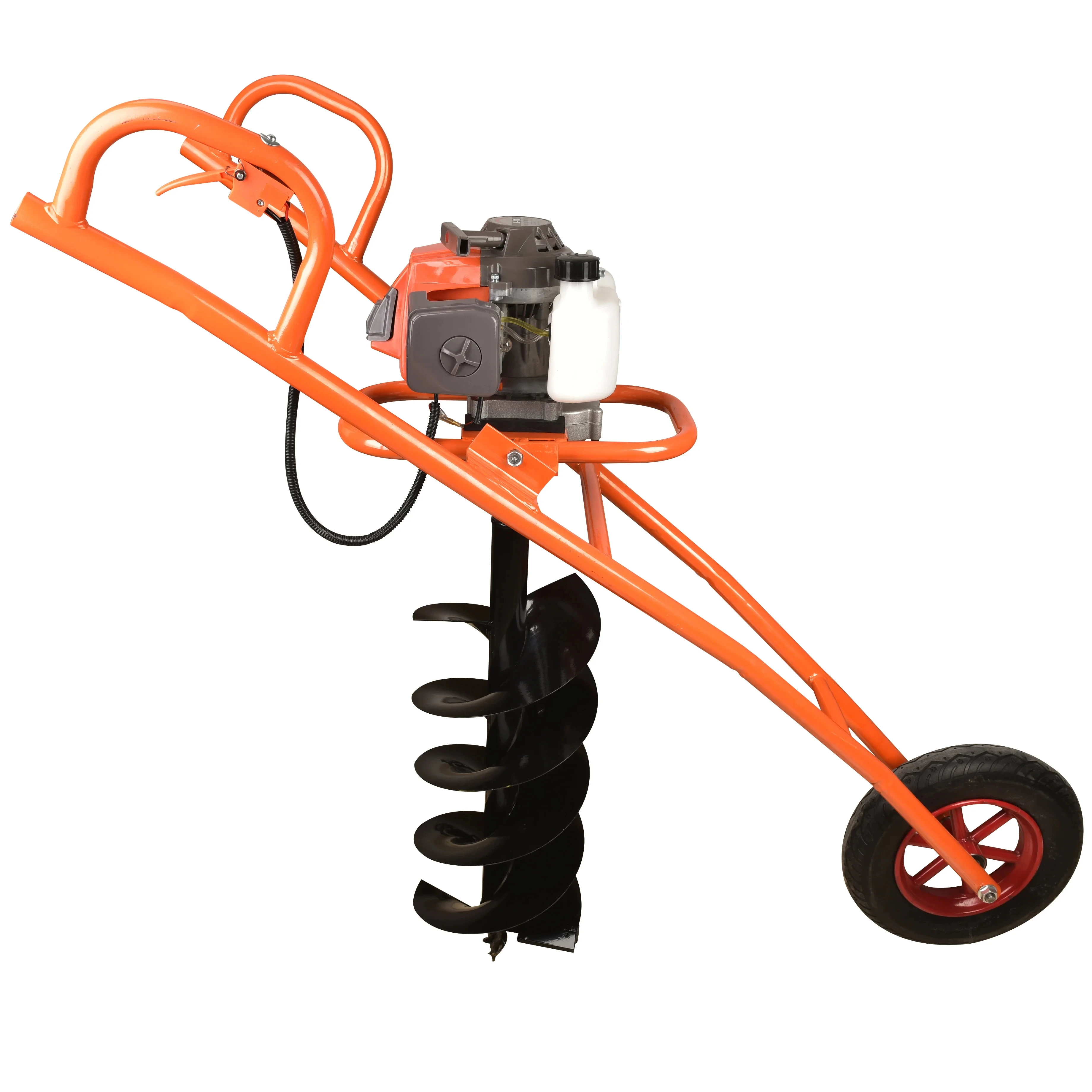 UM Garden Tools 63cc Trolley Earth Auger with hand rack Suitable For 250mm Diameter Drill Bits