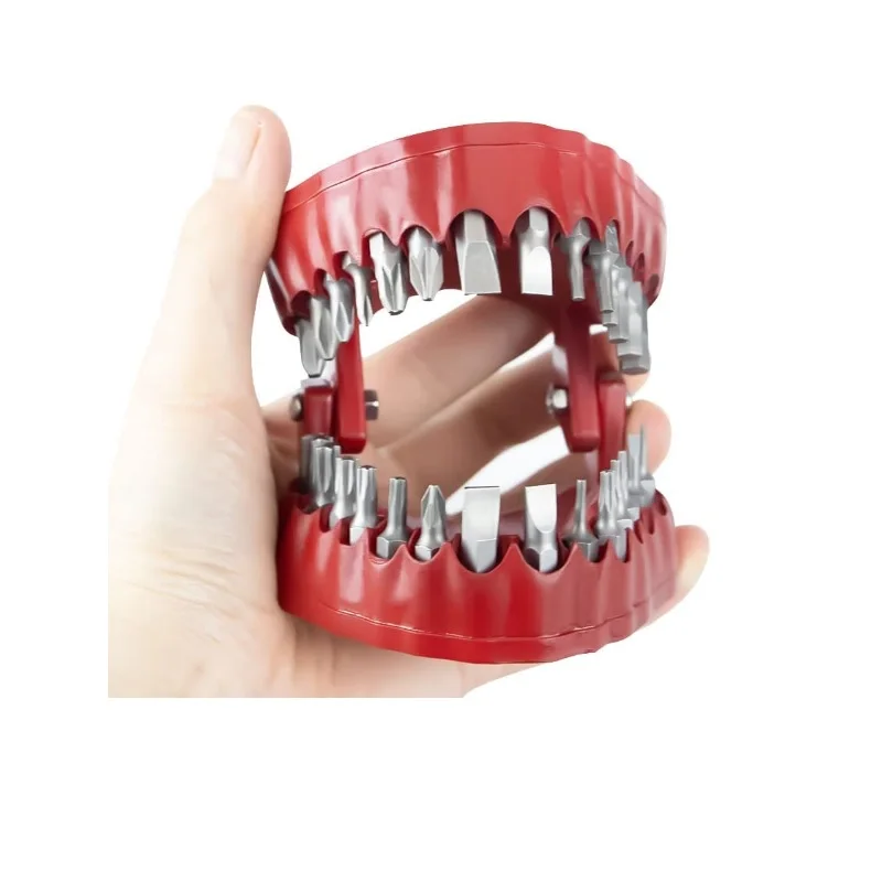 28pcs Teeth Model Screwdriver Drill Bit Organizer Holder, Denture Design magnetic Drill Bit Holder