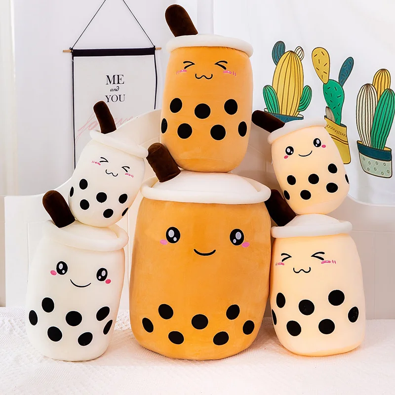 Wholesale 24cm 35cm 50cm 70cm Custom Soft Sleeping Cute Stuffed Pearl Cup Shape Toy Bubble Cartoon Milk Tea Boba Plush