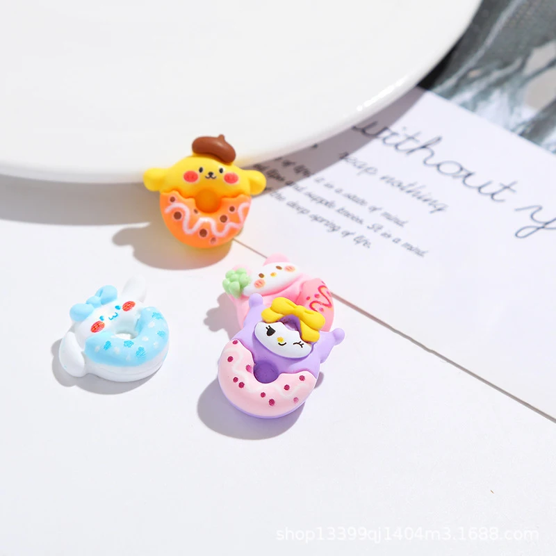 Trend wholesale multicolor flat back resin candy color sanrio donut carton melody kuromi cute charms for diy mobile phone