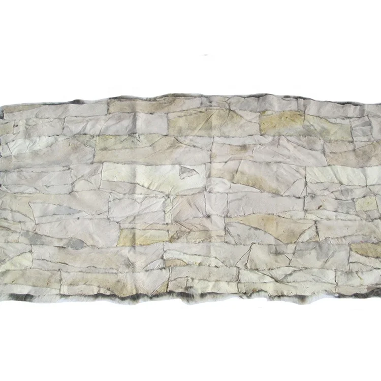 Low Price Real Fur Skin Plate Scraps Hare Color Rabbit Fur Belly Plate