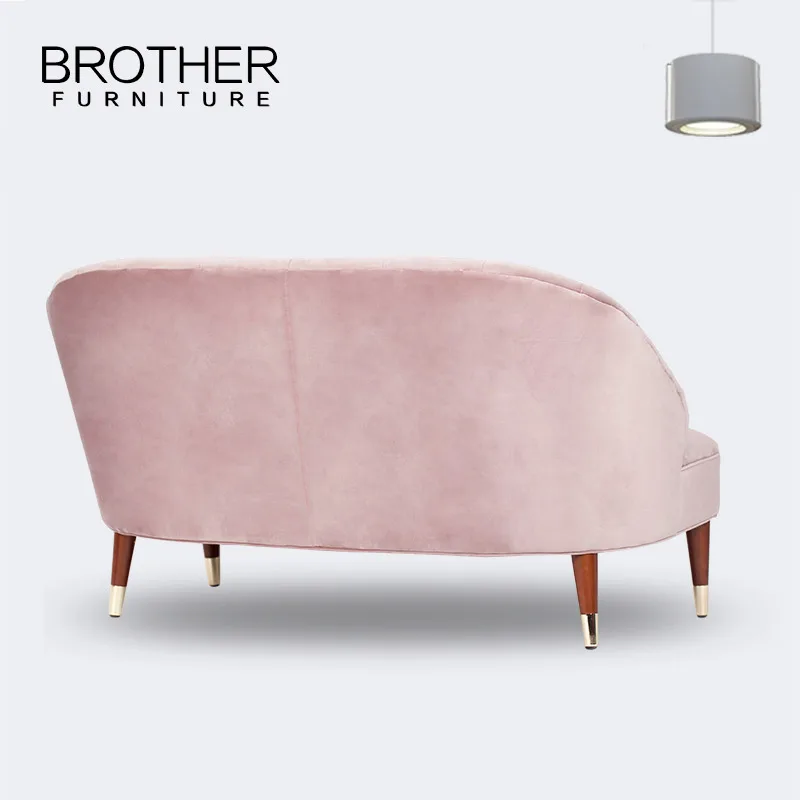 Wholesale modern style high quality velvet  wedding pink velvet sofa fabric love seats