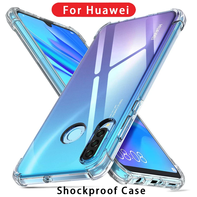 Shockproof Clear Transparent Silicone Phone Case For Huawei Honor P20 P30 Mate 20 X Lite Pro Transparent Protection Back Case