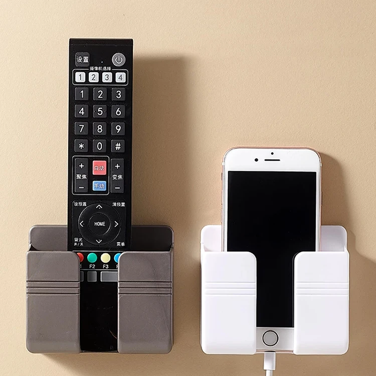 Wall Mounted Phone Bracket Remote Control Holder Cellphone Charging Holder Home Storage Rack