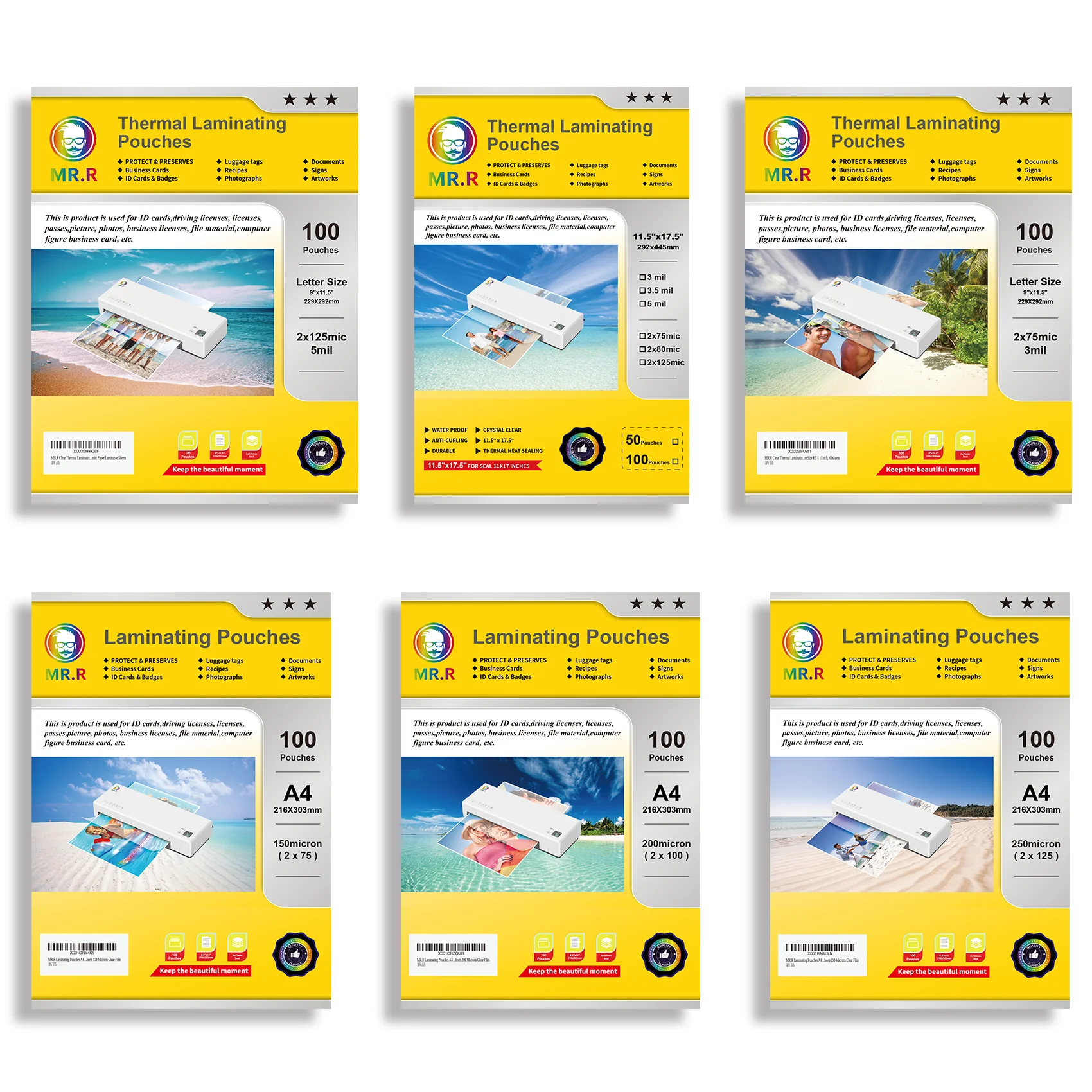 MR.R Thermal Plastic Film for Laminator Machine Laminating Pouches and Sheets