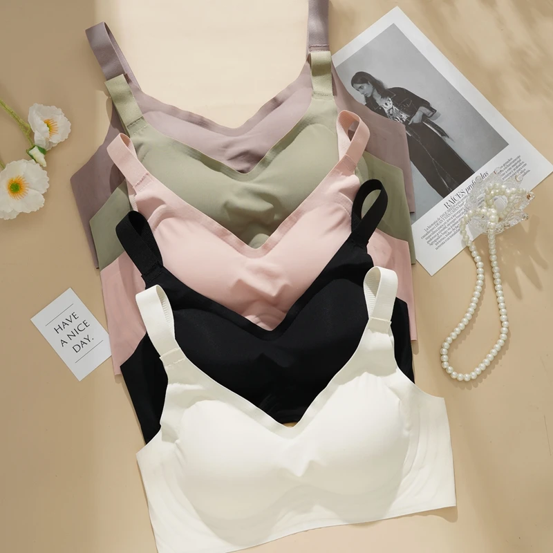 Custom logo Push Up Underwear Large Seamless Detachable Top Bras Big Size Double Layer sutia Women Seamless Bra