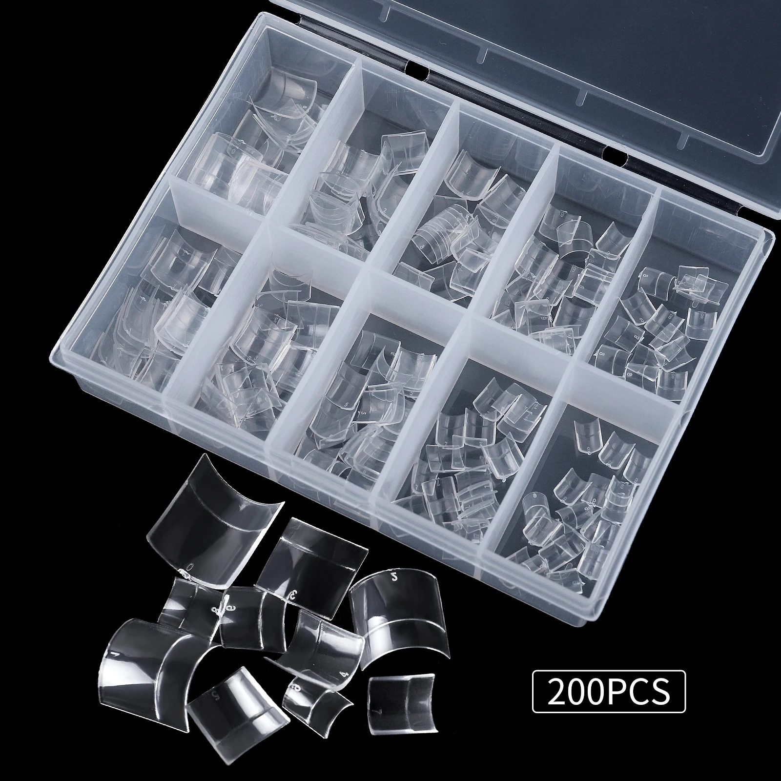 200Pcs/box Half Cover Nail Art Short False Tips French  Natural Transparent Soak Off Artificial Short Square Head Finger Tips