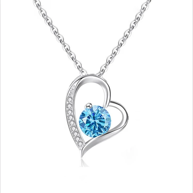 Fashion jewelry S925 Necklace Heart Necklace Pendant Shiny Zircon Pendant Niche Design Ladies Necklace