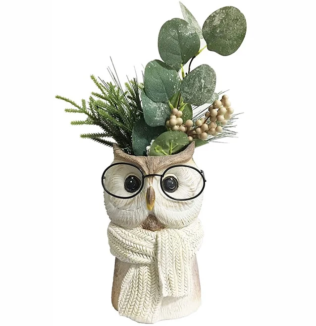Customized Design High Quality Newest Promotional Polyresin Owl Statue Decor