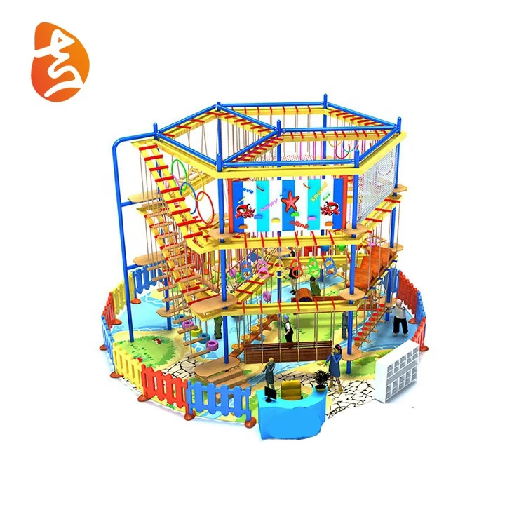 Multifunction small indoor play structure children rope course adventure playground