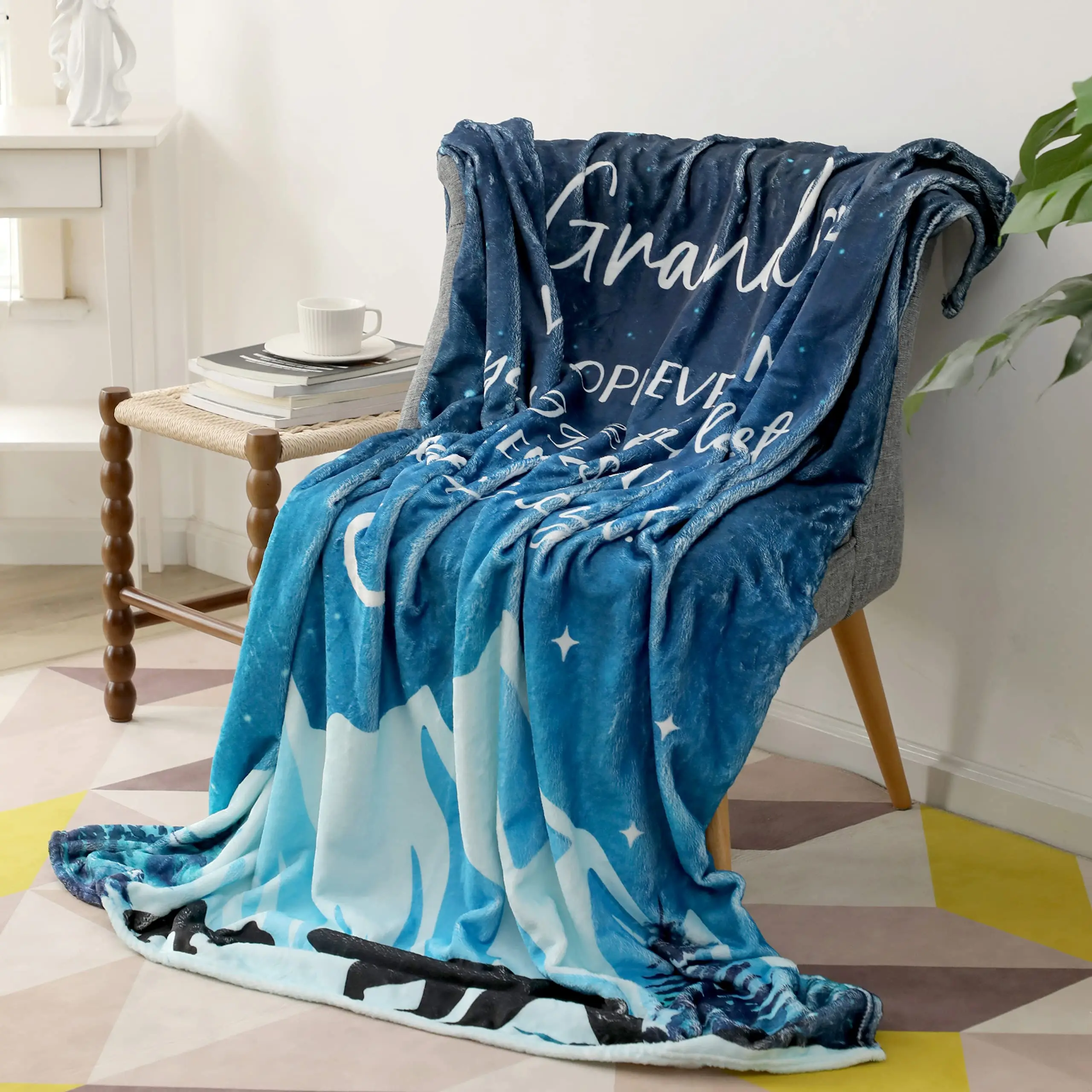 Gifts for Grandpa from Grandchildren Fathers Day Blanket Gift Healing Thoughts Sublimation Throw Blanket