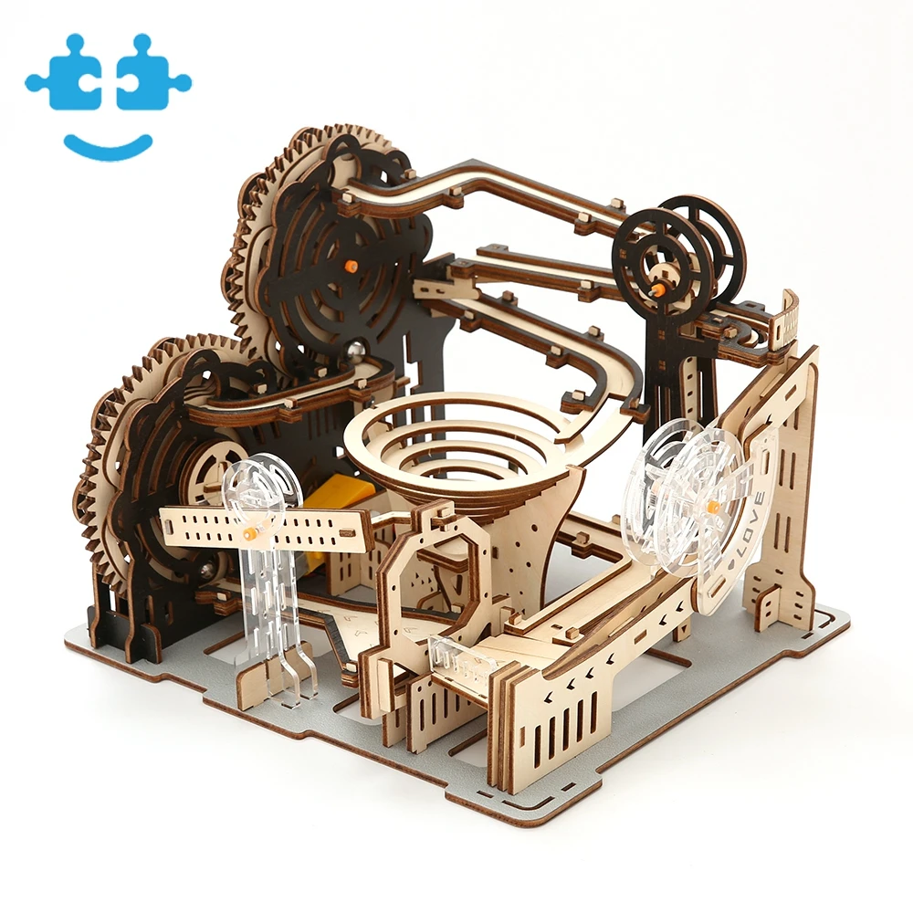 Handmade Assemble Toys Marble Run Jigsaw 3D Diy Wooden Puzzle For Adults