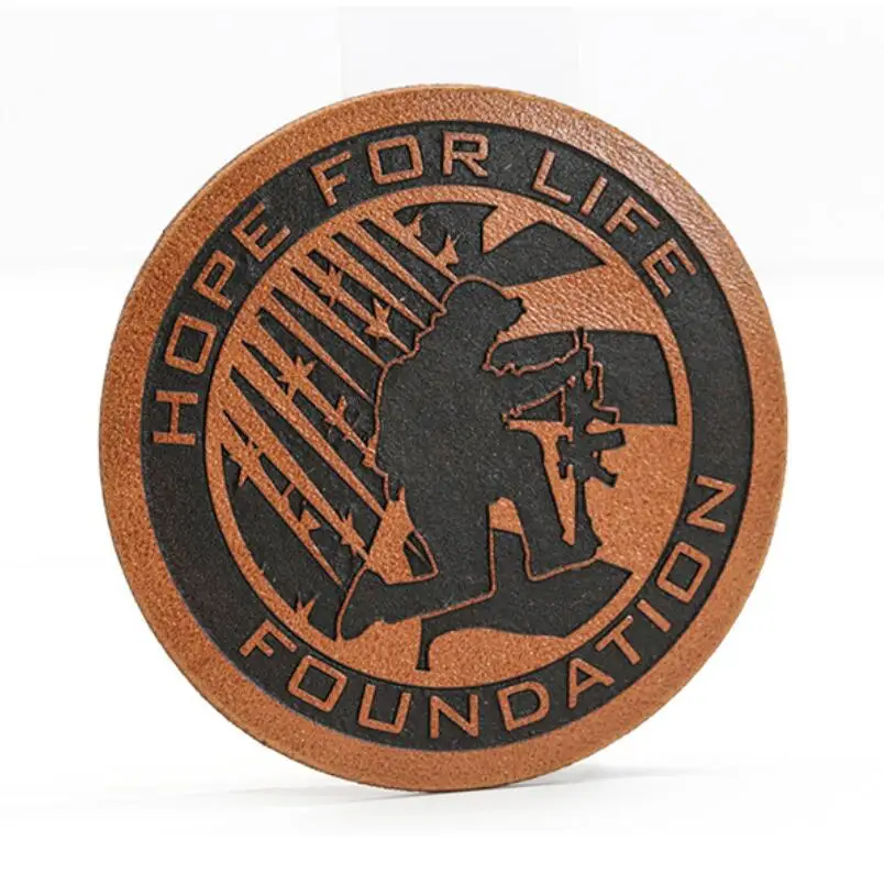 20 Years Custom Logo Hat Pu Leather Patch Soft Debossed Stamp Foldable Leather Label For Clothing Handbags Jeans Garment