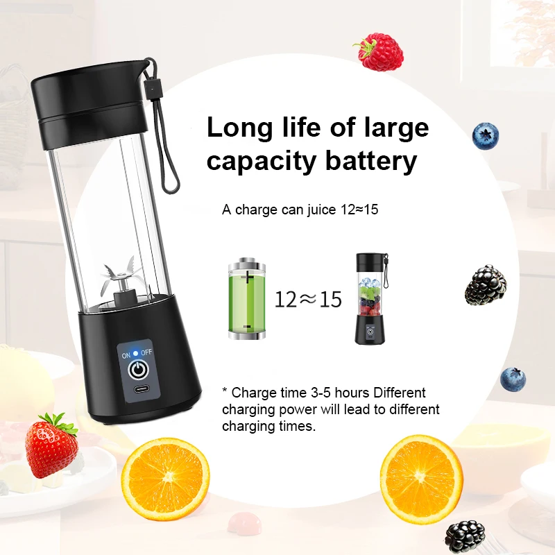 Factory 380ML usb recharge electric mini mixer juice machine smoothie fresh juicing bottle  blender portable blender