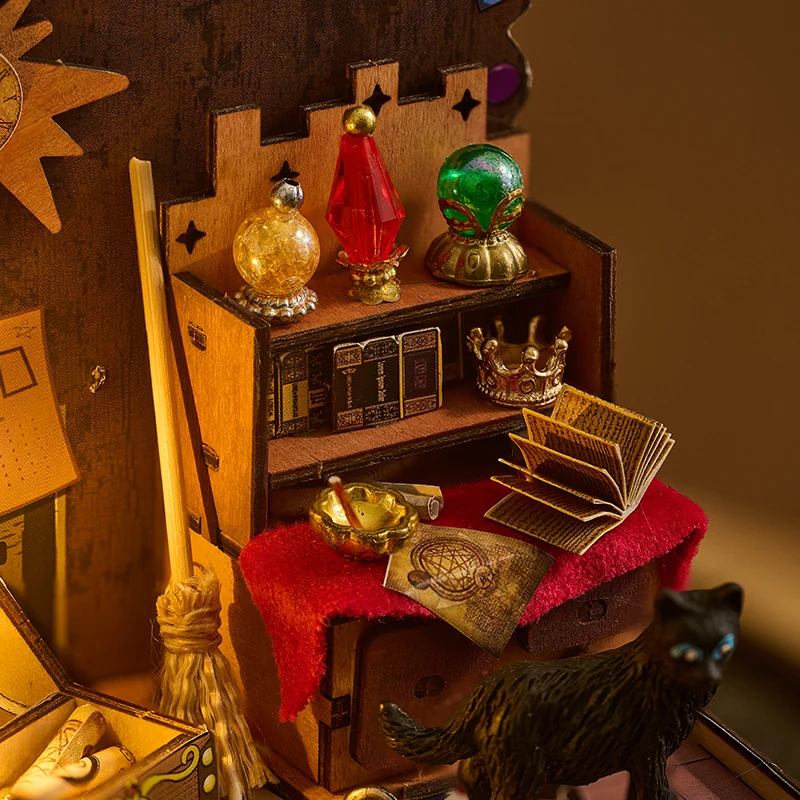 IIECREATE 3D Wooden Puzzle With Led Light And Dust Cover K-077 Morming Dew Magic Glaze DIY Handmade Miniature House