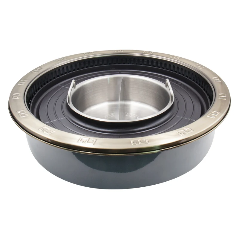 2 In 1 Korean BBQ Grill High Quality Smokeless Integrated Barbecue Hot Pot Table Shabu Shabu Table