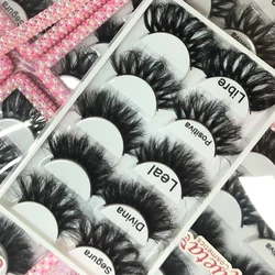 Free samples fluffy 25mm 3d mink full strip eyelash book packaging 4 pairs wholesale empty customise lash boxes