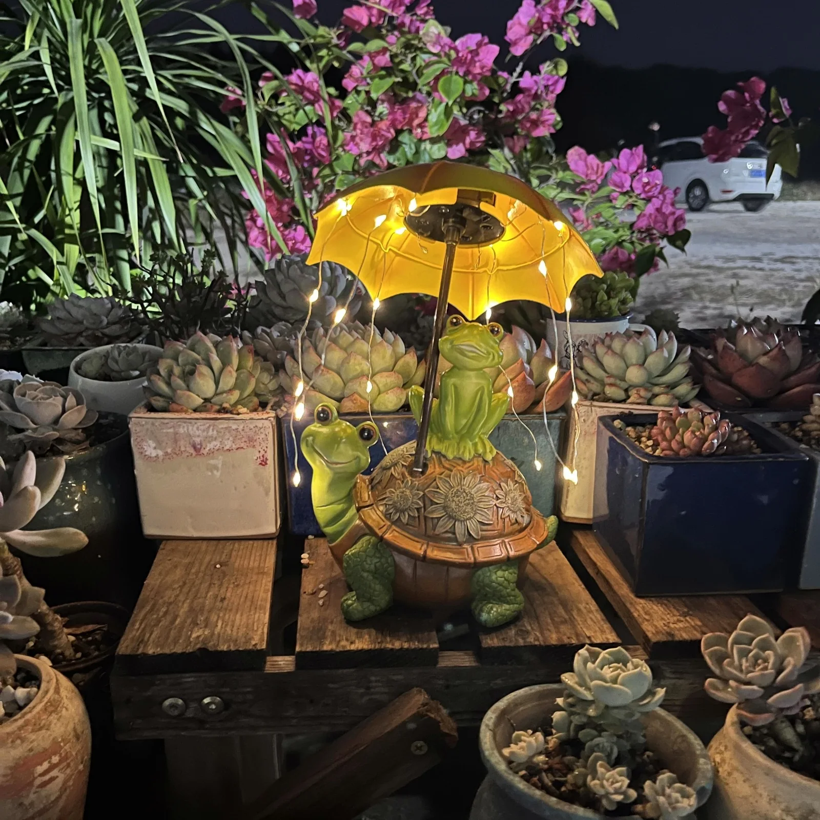 Funny Frog Garden Statue Cute Frog Turtle Resin Statue Solar Lamp for Garden Home Decoration