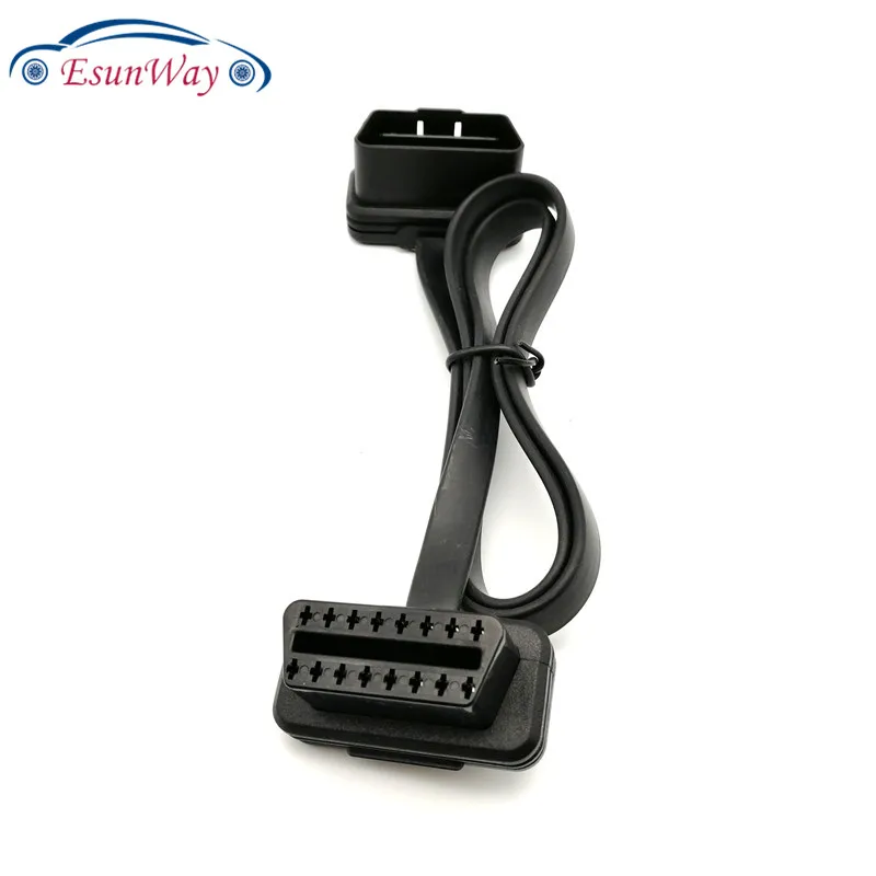Flat Thin As Noodle OBDII OBD2 16Pin ELM327 Male To Extension cable OBD 2 Auto Car Diagnostic Cable Connector Adapter