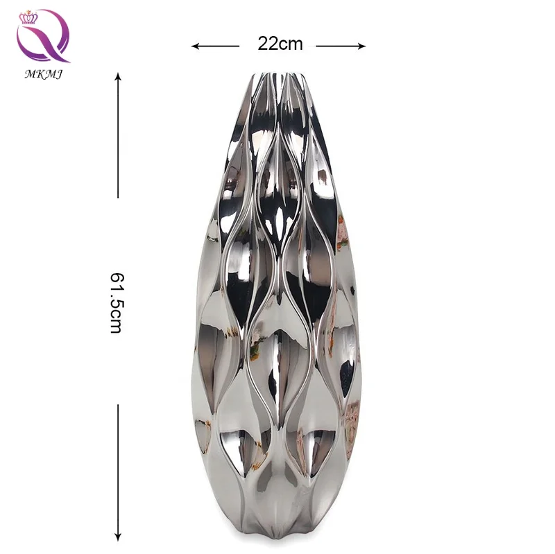 Tall Nordic Origami Ceramic Vase Gold Silver Home Table Top Decorative Crafts Vase For Living Room