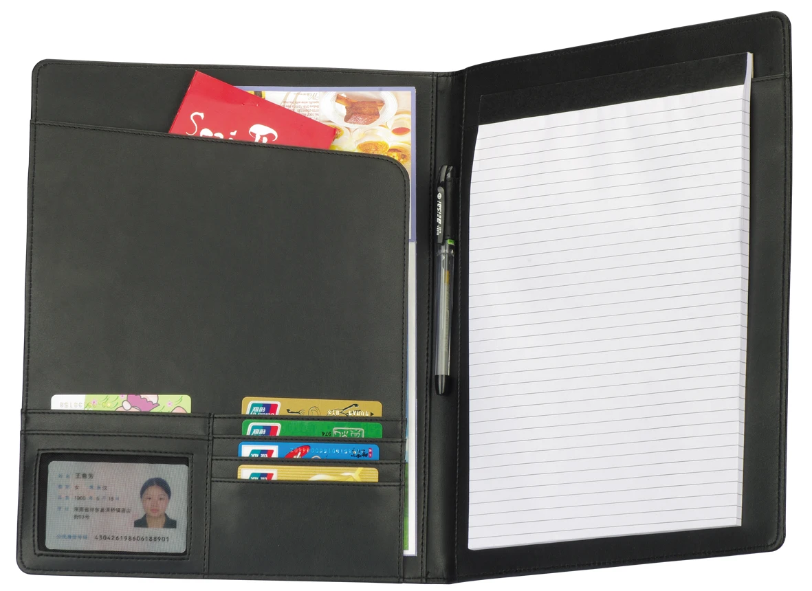 High Quality Customized Multi-Function PU Leather A4 Presentation Folder High Quality Leather Padfolio Portfolio File Pockets