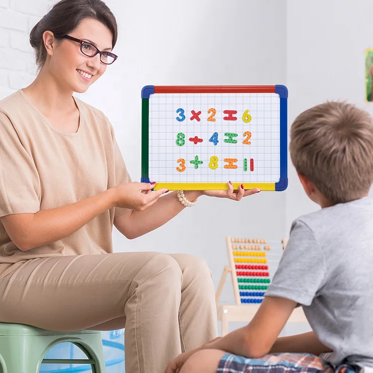 High Quality Education Equipment Double Sided Colored PVC Frame Magnetic Dry Erase White Board Lap Whiteboard