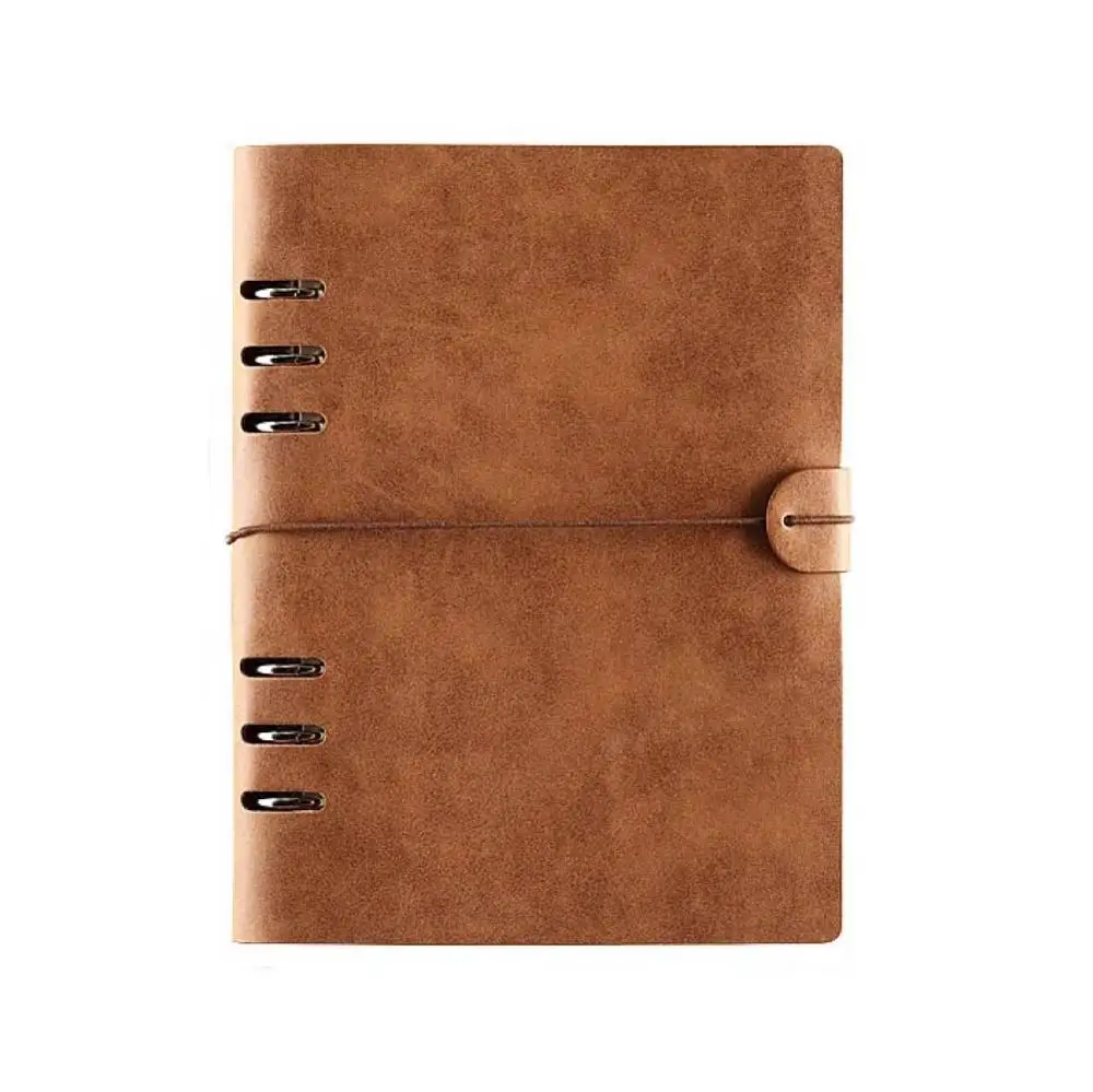 Custom Printing A5 Note Book handmade travel diary soft PU Leather cover notebook 6 ring binder vintage Planner