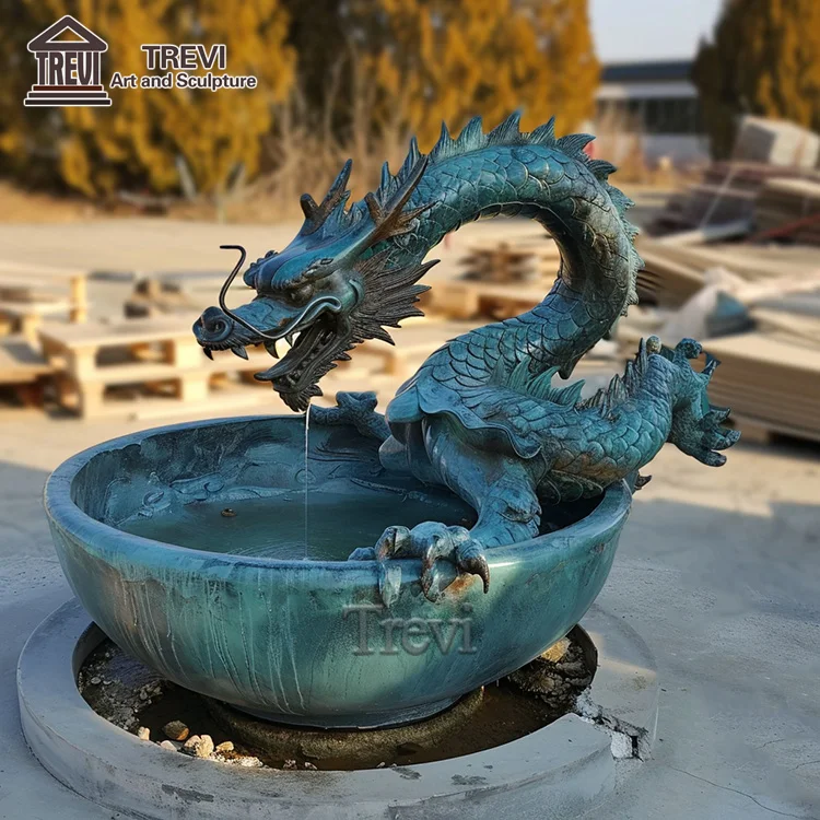 Custom Outdoor Large Antique Bronze Dragon Statue Ornaments Water Fountain