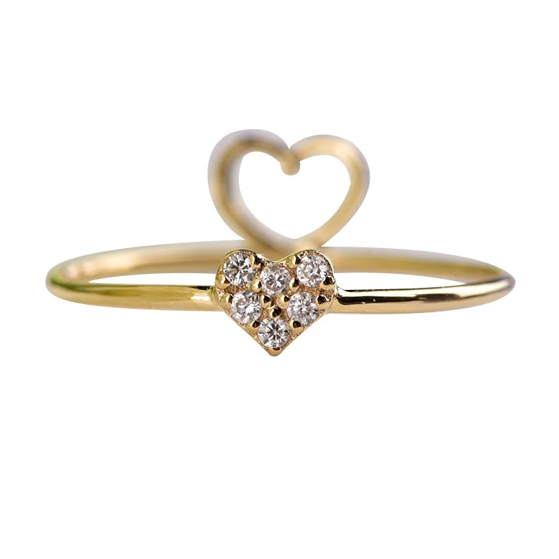 18 carat Solid Yellow Gold Heart Shape White real diamond ring