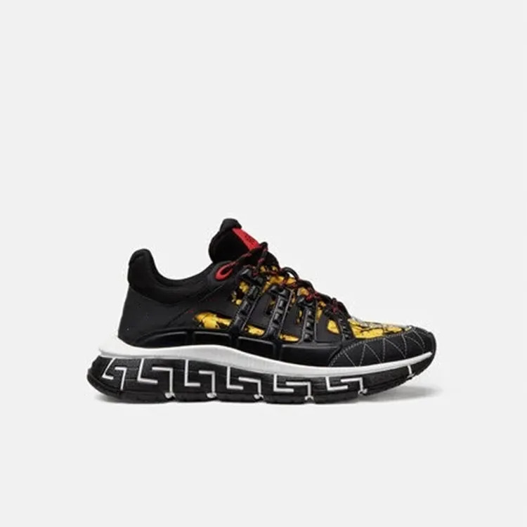 Premium Quality Designer Fandace Fashion Chain Reaction Central Greek Key Print Sole Casual Walking Tennis Shoes Sneakers Men