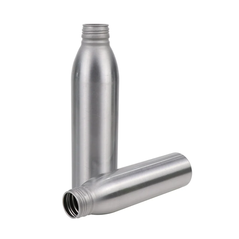 High quality aluminum vodka beverage bottle with metal threaded cover