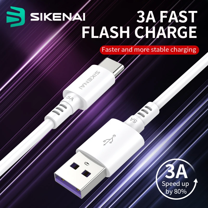 Sikenai Hot 2M 3A USB Type c кабель для быстрой зарядки