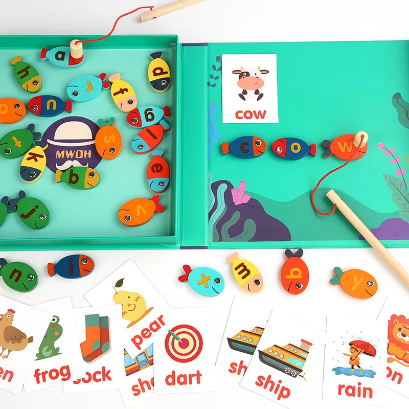 Wholesale Wooden Fishing Toy Fishing Game for Toddlers Educational Alphabet Learning and Counting Dropshipping