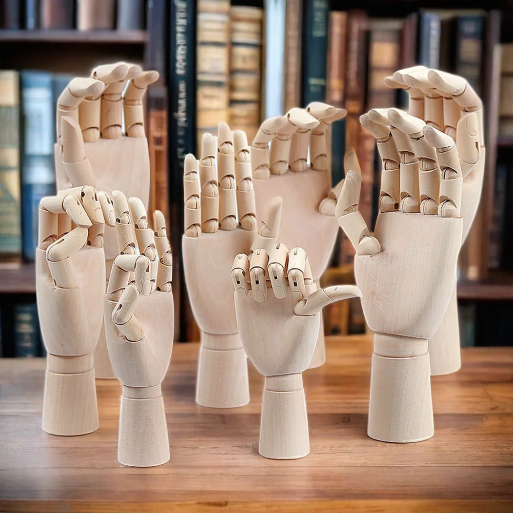 7-12 Inches Flexible Fingers Artist Drawing Wooden Manikin Model Hand Mannequin Scientific Engineering Toy for Display