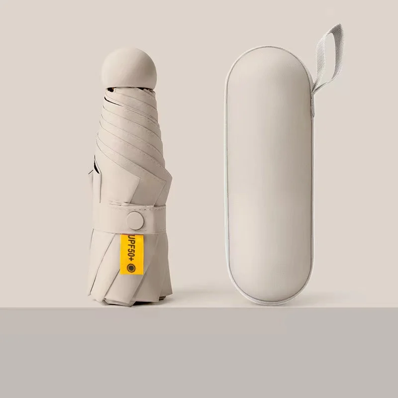 Popular selling stock capsule five fold umbrella with box uv proof multicolor support mix color