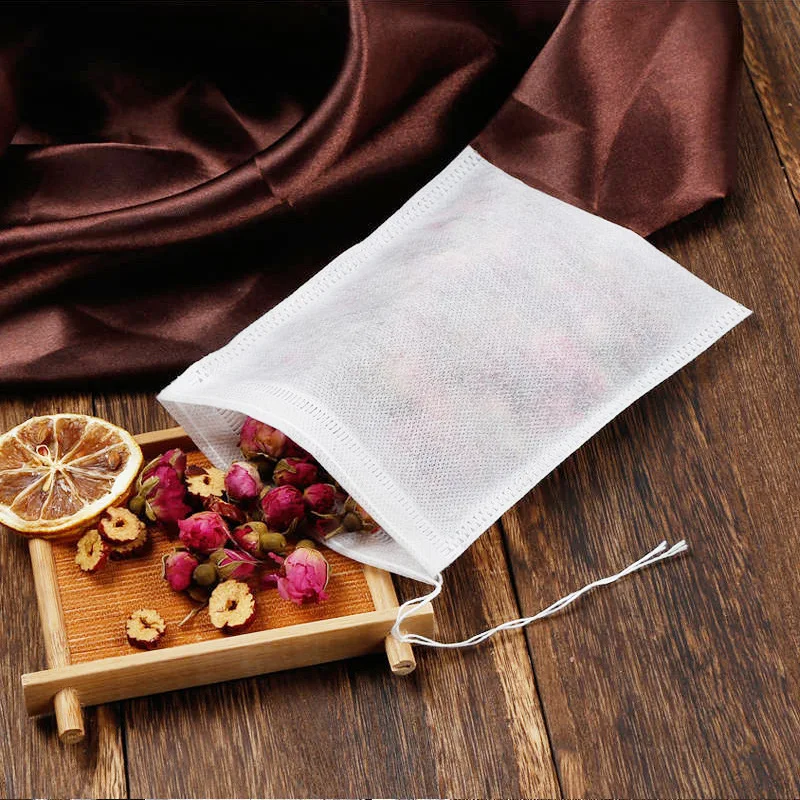 100pcs/bag Different Size Disposable Heat Seal Biodegradable Tea Bags with String Empty Filter non-woven fabrics Tea bag DH8888