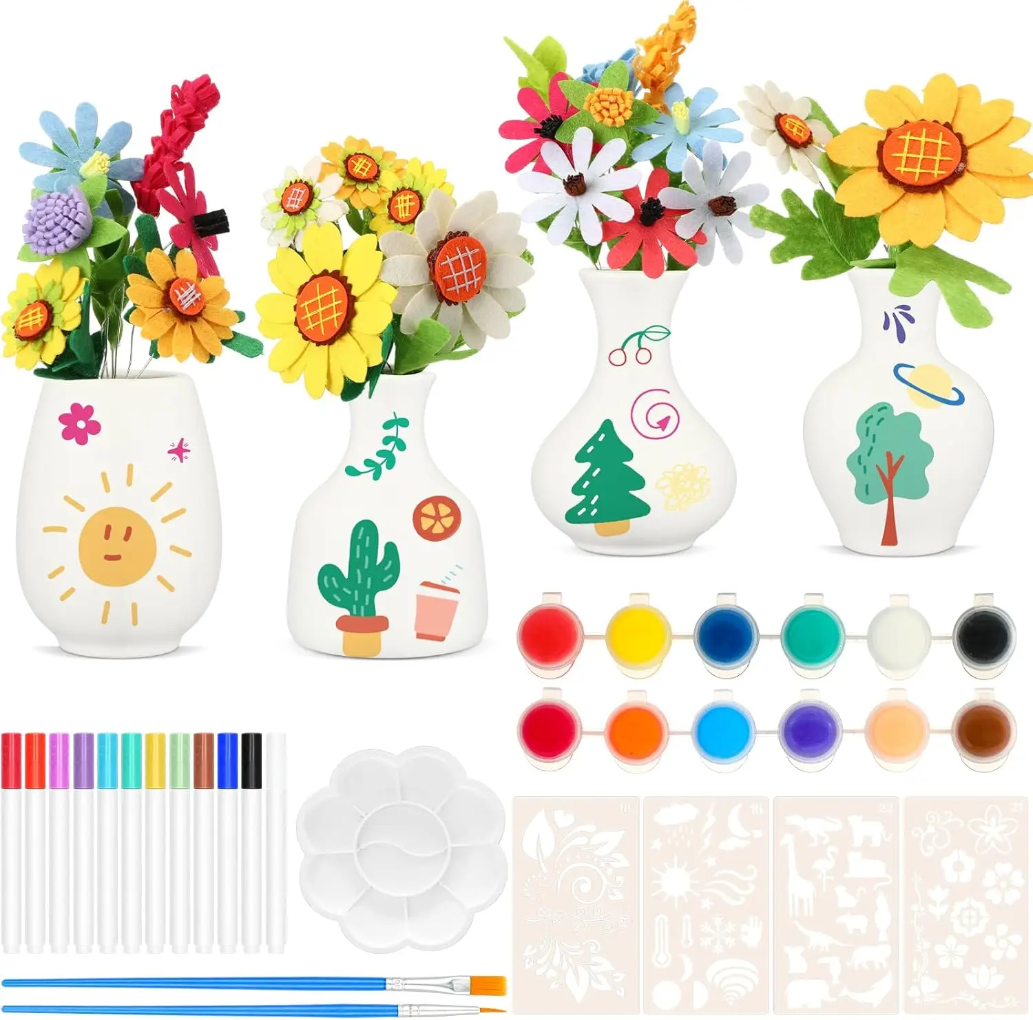Wholesale Blank Model Diy Vase Hand Painted Ceramic Vase for Kids Home Table Decor