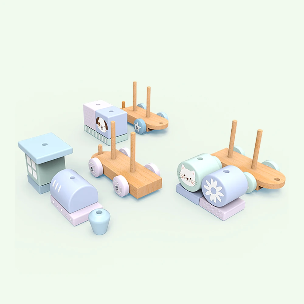 Новое поступление детский деревянный игрушечный поезд деревянная игрушка набор