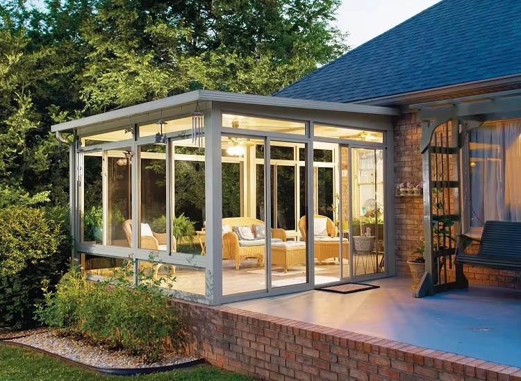 Low-E prefabricated glass house cabins and garden rooms products aluminium Greenhouse Winter Garden Sunrooms
