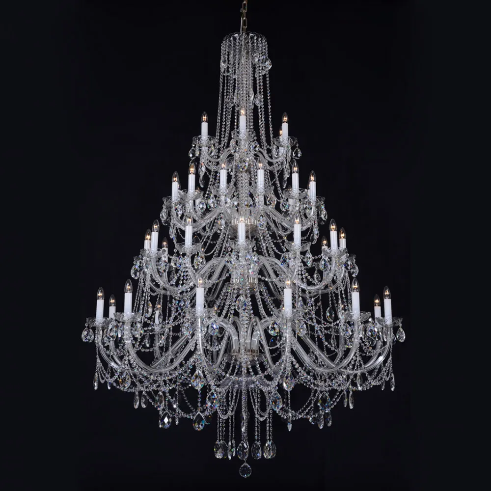 Luxury project champagne Crystal Chandelier Stair Lamp Living Room Smoke crystal Lighting Large ceiling chandeliers LED Lustre