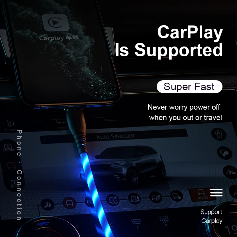 
Cable iphones original charging cable for lightning usb con led light pd dual port usb-c power travel car adapter fast charger 