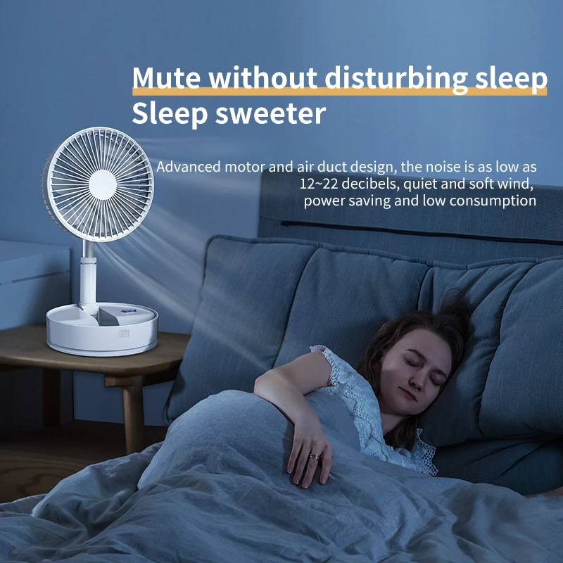 Rechargeable Desktop Four Gears Wind Speed Portable Air Cooling Fan Low Noise Portable Folding Storage 7200mAh Floor Stand Fan