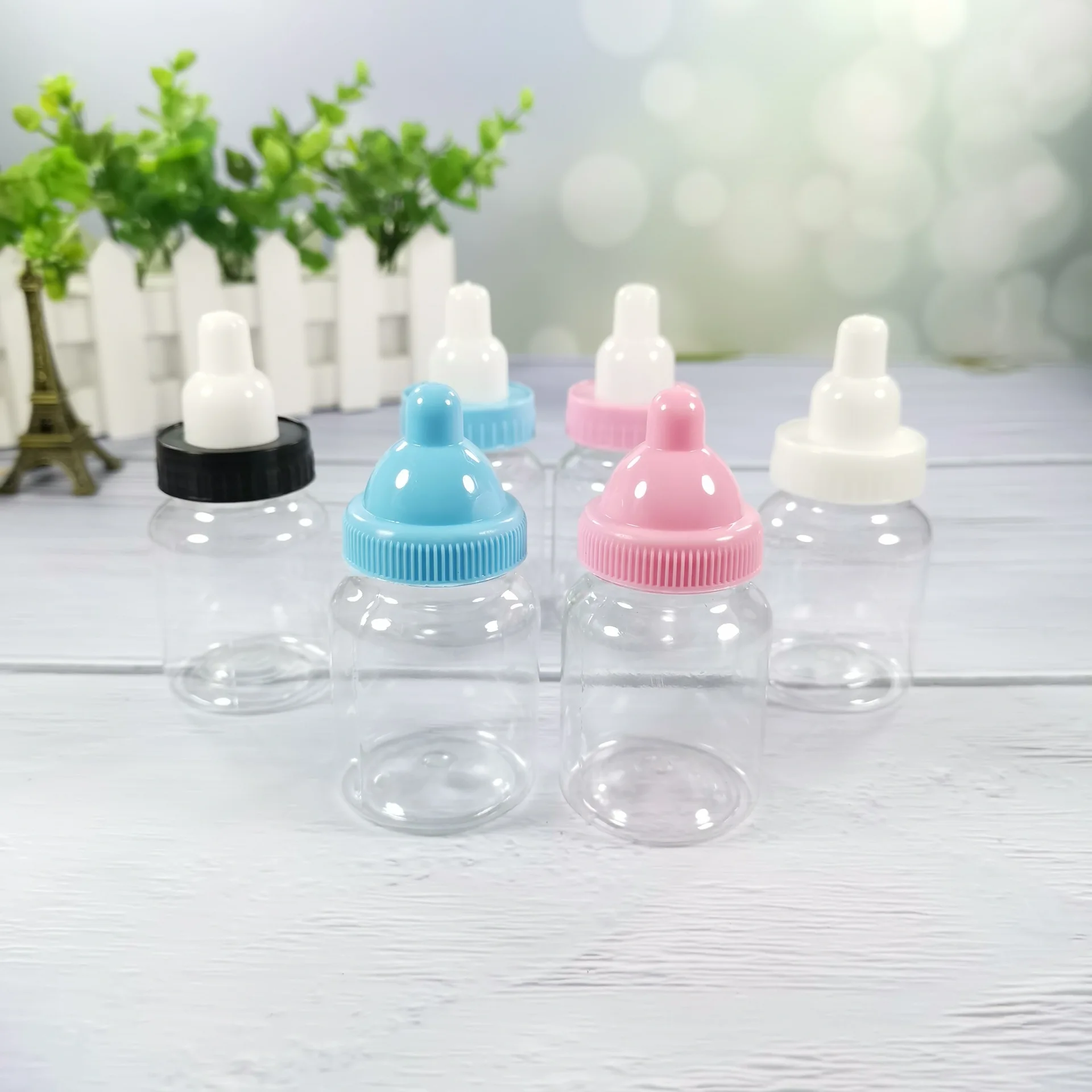 Hot Selling Plastic Baby bottle Mini Baby Shower Dragees Container Candy box Birthday Baptism Party Favor Decor