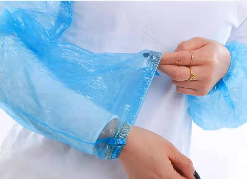 Disposable PE Arm Sleeves Cover Blue Clear Plastic Waterproof Protectors 22*40cm