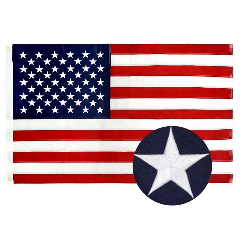 Fast Delivery 3x5 FT US flag digital printing and embroidered polyester Heavy Duty Usa national custom making Waterproof