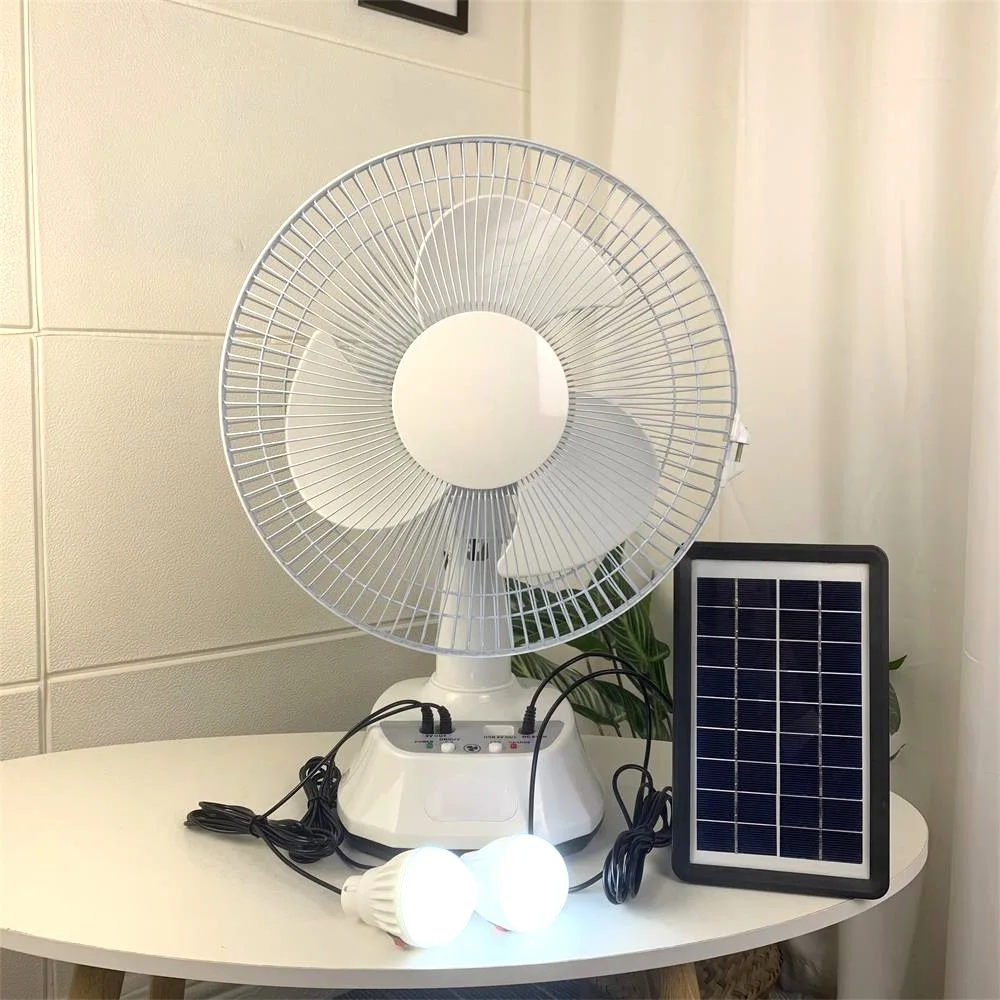 Energy 12 Inch Emergency Charger Solar Table Fan Desk Fan Rechargeable Car Quantity Copper OEM Motor Acid Power Battery Time Air