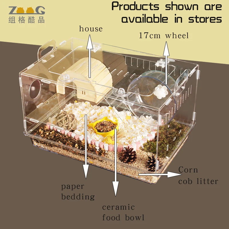 Hamster cage acrylic transparent 47 tray-type special golden bear oversized villa  Syrian hamster  breeding box