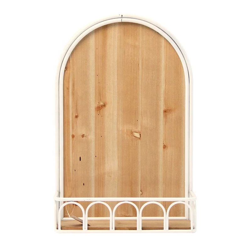 Modern Arch Shape Decorative Wood Metal wall mount floating storage Shelf for home decor